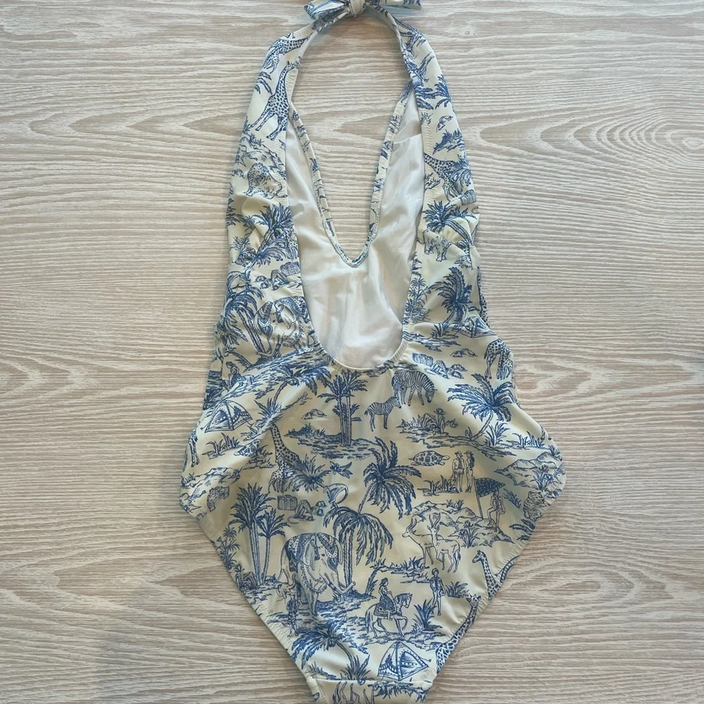 Tory Burch Blue and White Toile One-Piece Swimsuit - Picture 4 of 8